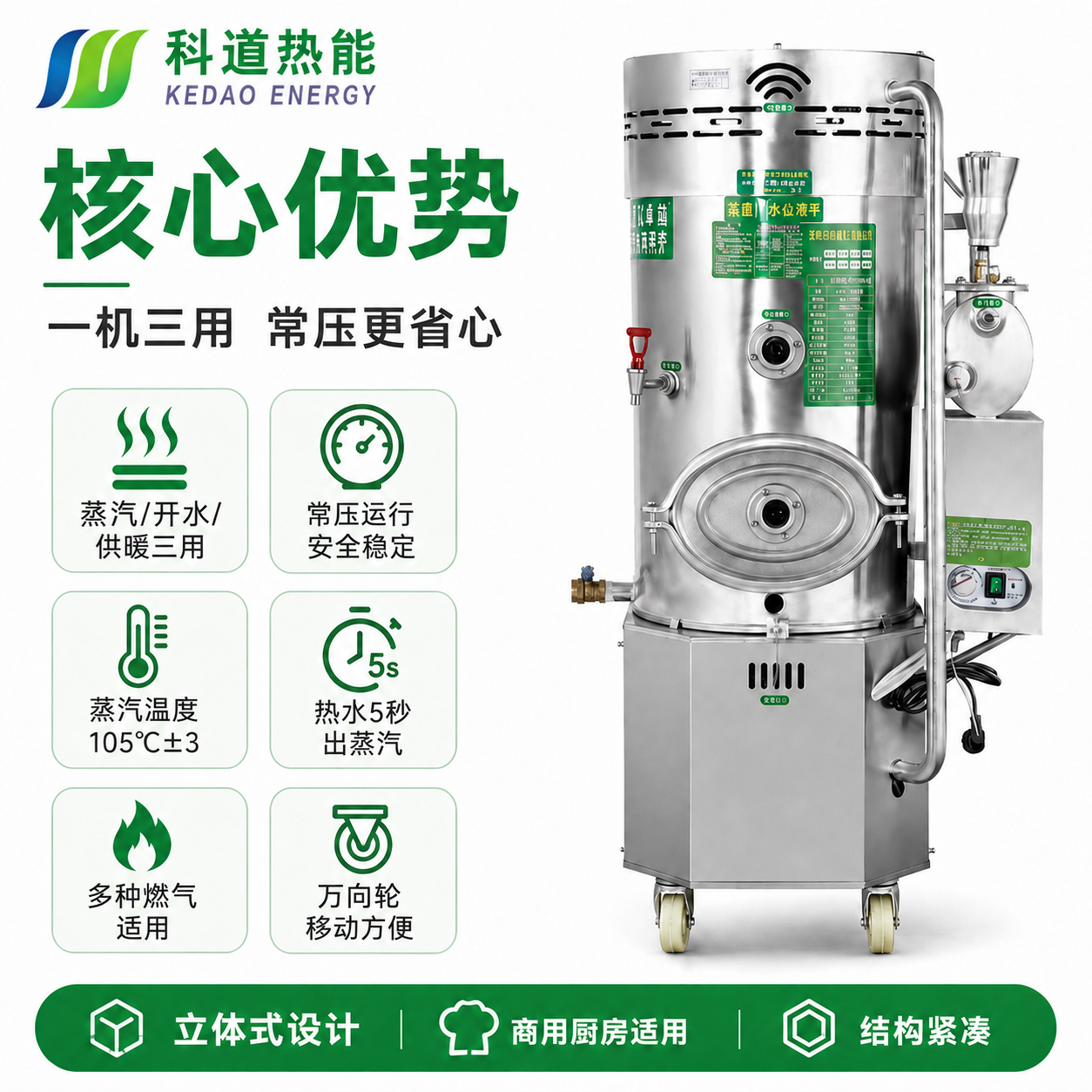 立体式燃气三用蒸汽机